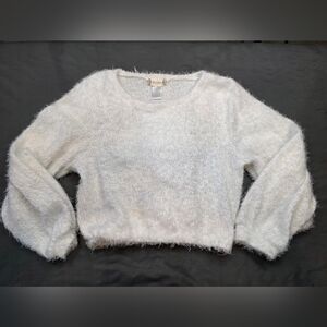 Altar’d State Fuzzy Cropped Sweater – Lantern Sleeves – Size Small